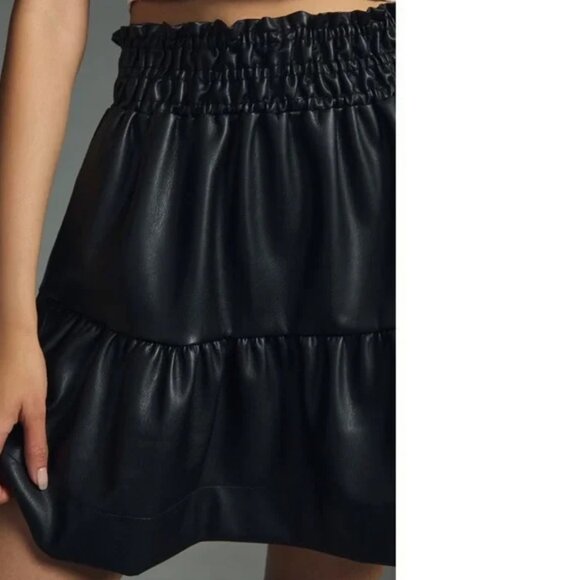 NWT new anthropologie The Somerset Mini Skirt: Faux Leather Edition M black - Picture 4 of 5
